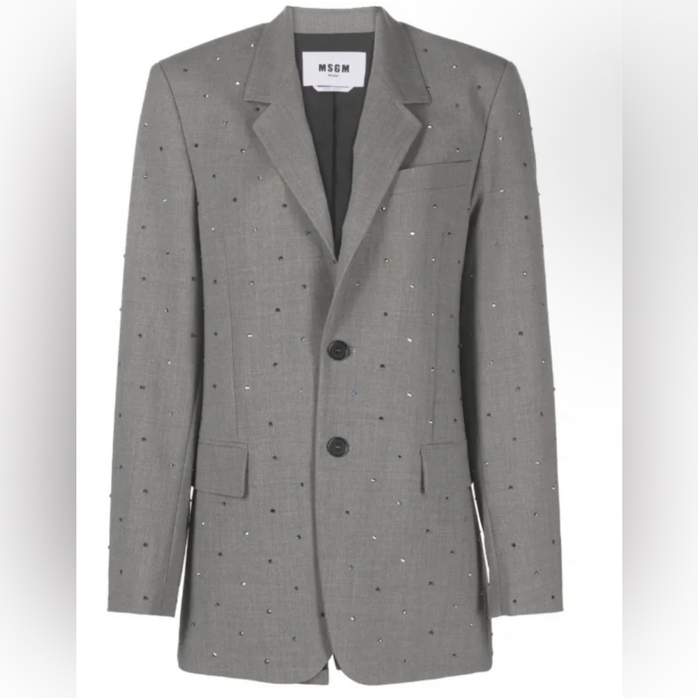 MSGM Gray Embellished Women's Blazer